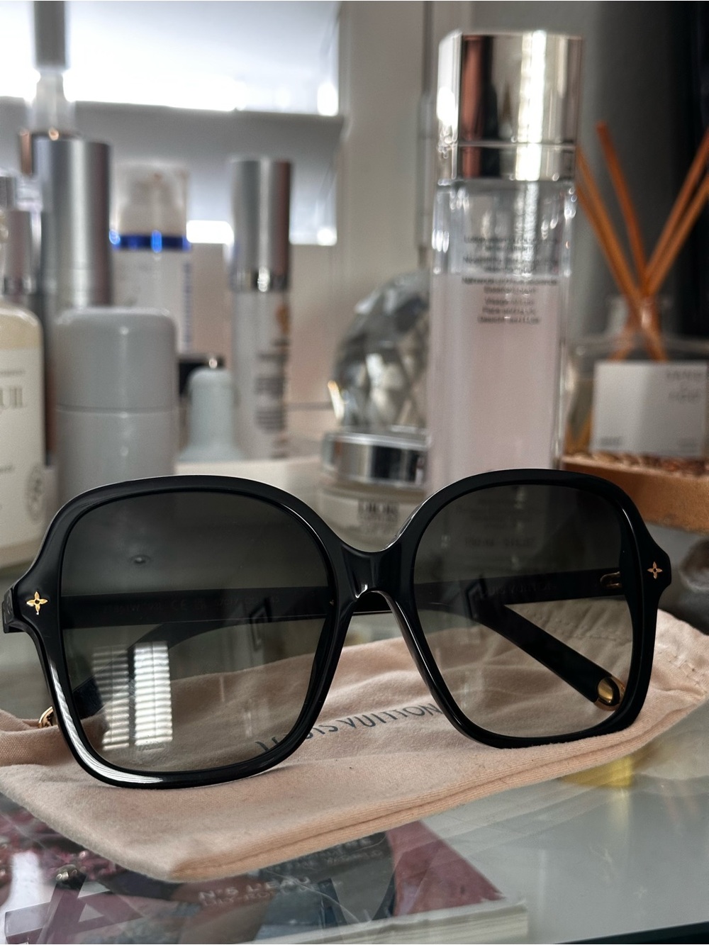 Louis Vuitton Black Oversized Square Sunglasses with Gradient Lenses